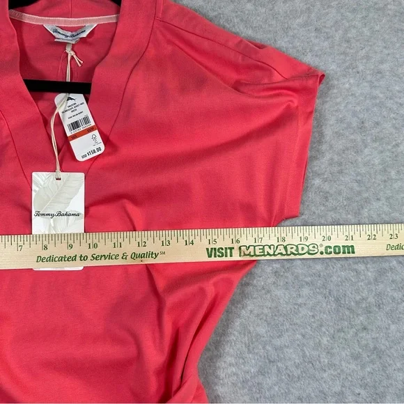 Tommy Bahama Islandscape Jersey Midi Dress NWT Melon Berry V Neck Pockets XS - Picture 15 of 16